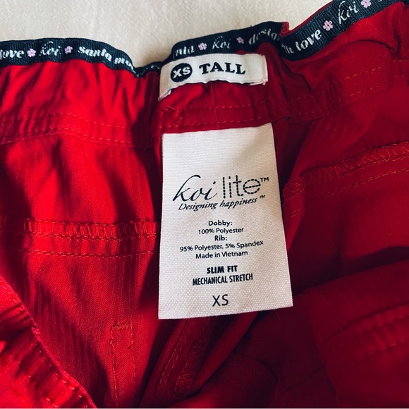 KOI Lite Peace 6-Pockets Straight Leg Cargo Scrub Pants, Women’s XS Tall, Red - Picture 9 of 9